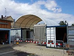 Toolport GmbH Container Überdachung 6x6m Zelthalle Lagerzelt Containerzelt